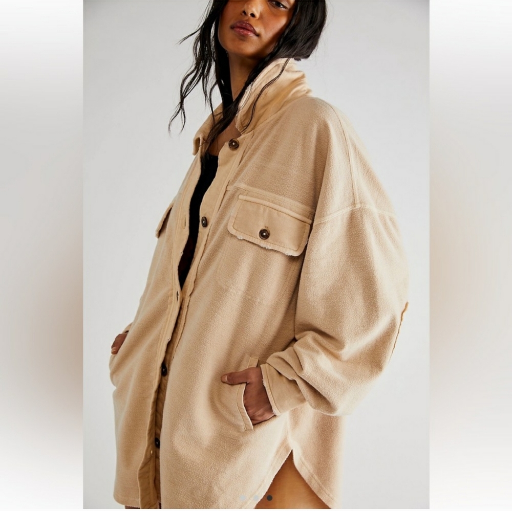 Free People Ruby Shirt Jacket Tan Size XL